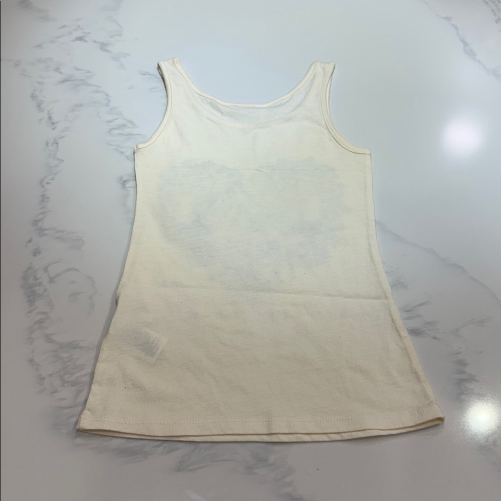 H & M SIZE 8-10 ~GIRLS CREAM SPARKLE FLORAL HORSE CREWNECK TANK TOP~SHIRT - Picture 6 of 13